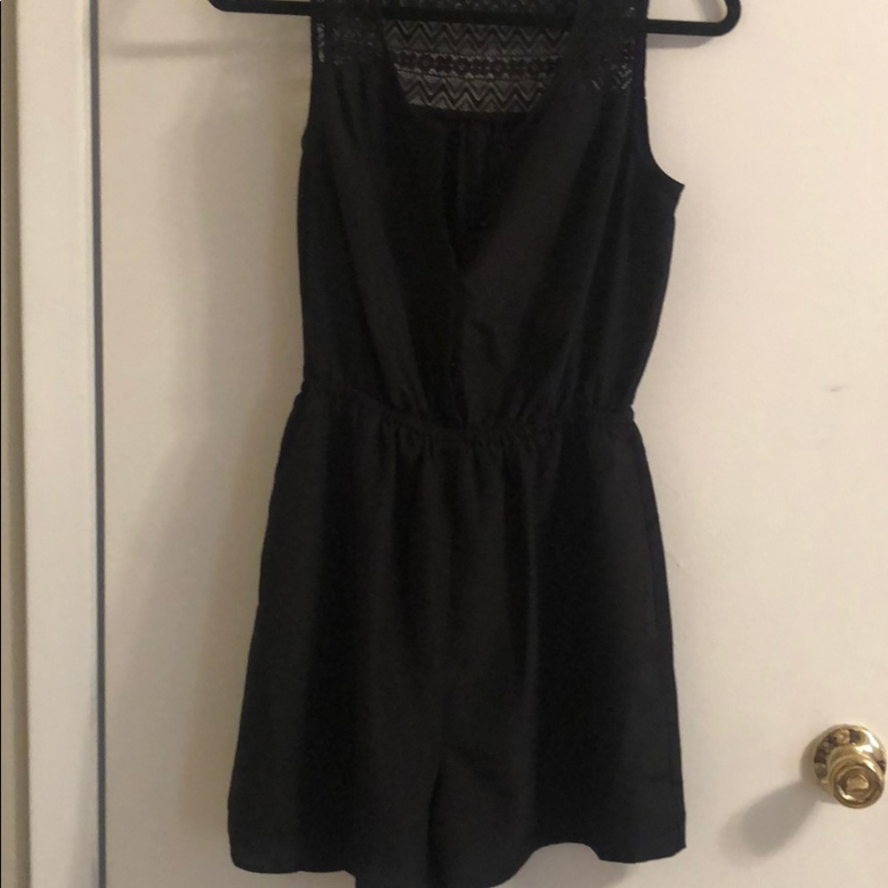 Black satin romper
